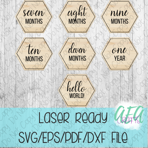 DIGITAL FILE - Laser File - Monthly Milestone Markers - Baby Monthly Markers -Baby Milestone Hexagon Milestone Markers - SVG - Glowforge - Month Markers