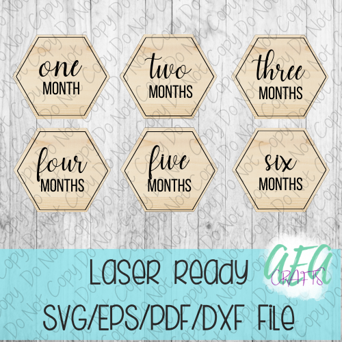 DIGITAL FILE - Laser File - Monthly Milestone Markers - Baby Monthly Markers -Baby Milestone Hexagon Milestone Markers - SVG - Glowforge - Month Markers