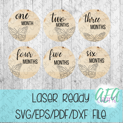 DIGITAL FILE - Laser File - Monthly Milestone Markers - Baby Monthly Markers -Butterfly Milestone Markers - SVG - Glowforge - Month Markers
