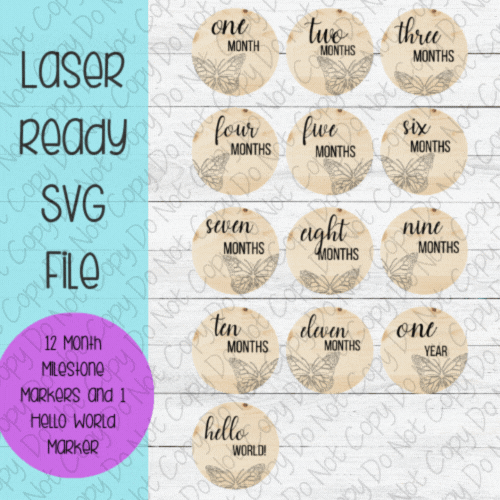 DIGITAL FILE - Laser File - Monthly Milestone Markers - Baby Monthly Markers -Butterfly Milestone Markers - SVG - Glowforge - Month Markers