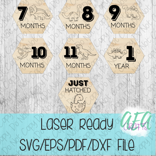 DIGITAL FILE - Laser File - Monthly Milestone Markers - Baby Monthly Markers -Dinosaur Milestone Markers - SVG - Glowforge - Month Markers