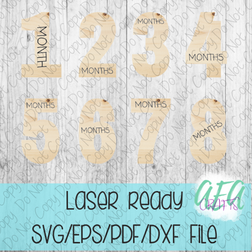 DIGITAL FILE - Laser File - Monthly Milestone Markers - Baby Monthly Markers -Numbers Milestone Markers - SVG - Glowforge - Month Markers