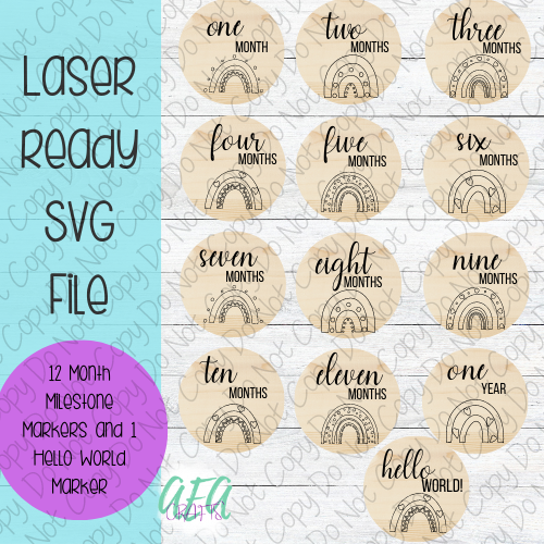 DIGITAL FILE - Laser File - Monthly Milestone Markers - Baby Markers -Rainbow Circle Milestone Markers - SVG - Glowforge - Month Markers