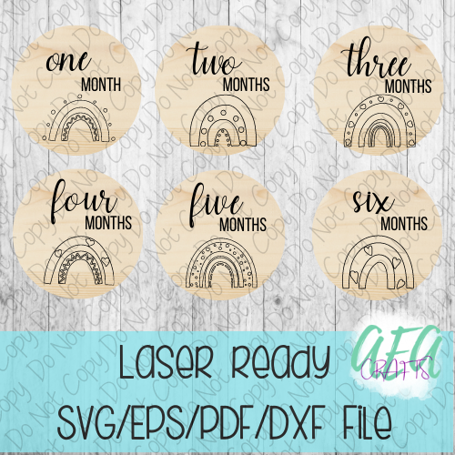 DIGITAL FILE - Laser File - Monthly Milestone Markers - Baby Markers -Rainbow Circle Milestone Markers - SVG - Glowforge - Month Markers