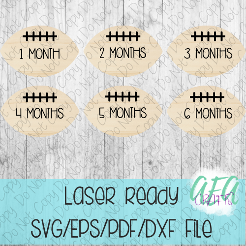 DIGITAL FILE - Laser File - Monthly Milestone Markers - Baby Monthly Markers -Football Outline Milestone Markers - SVG - Glowforge - Month Markers