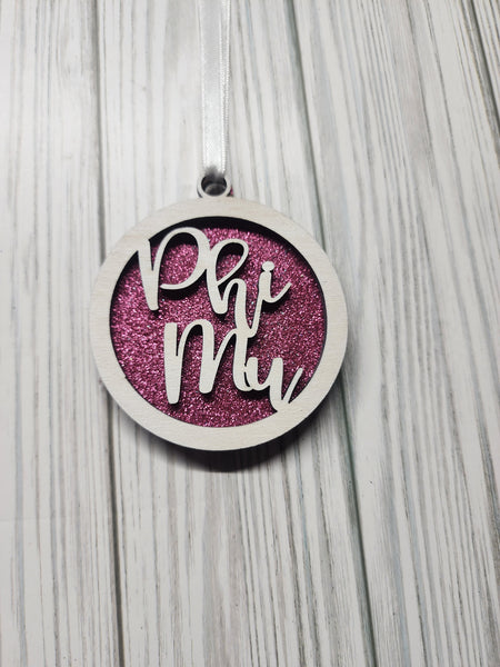 Phi Mu Christmas Ornament