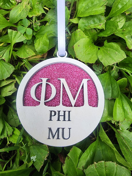 Phi Mu Christmas Ornament