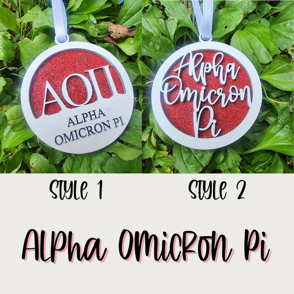 Alpha Omicron Pi Christmas Ornament