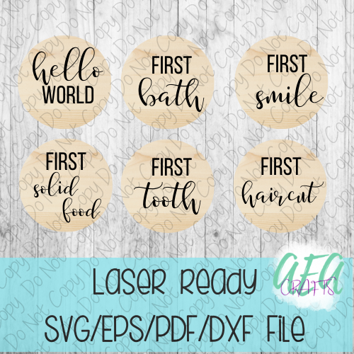DIGITAL FILE - Laser File - Monthly Milestone Markers - Baby Markers -Simple Milestone Markers - SVG - Glowforge - Month Markers