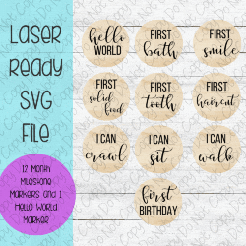 DIGITAL FILE - Laser File - Monthly Milestone Markers - Baby Markers -Simple Milestone Markers - SVG - Glowforge - Month Markers