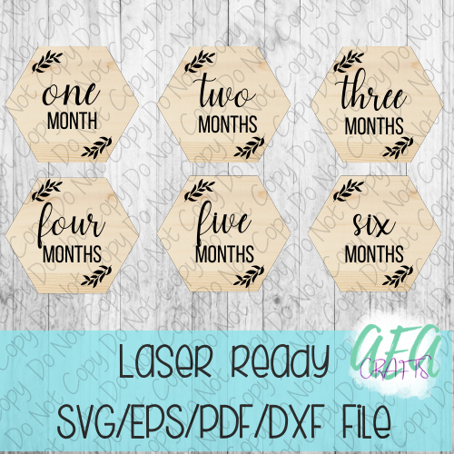 DIGITAL FILE - Laser File - Monthly Milestone Markers - Baby Monthly Markers -Hexagon Milestone Markers - SVG - Glowforge - Month Markers