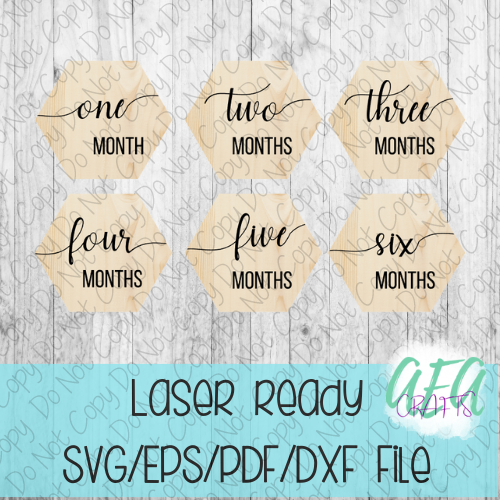 DIGITAL FILE - Laser File - Monthly Milestone Markers - Baby Monthly Markers -Hexagon Milestone Markers - SVG - Glowforge - Month Markers