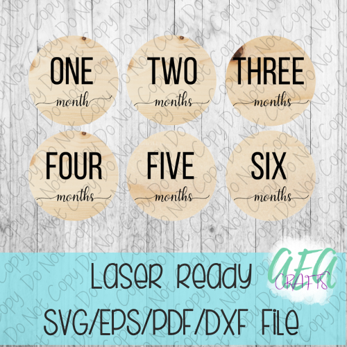 DIGITAL FILE - Laser File - Monthly Milestone Markers - Baby Monthly Markers -Simple Hello World Milestone Markers - SVG - Glowforge - Month Markers