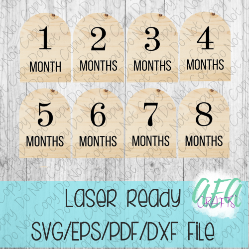 DIGITAL FILE - Laser File - Monthly Milestone Markers - Baby Monthly Markers -Flag Milestone Markers - SVG - Glowforge - Month Markers
