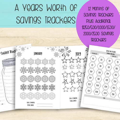 DIGITAL FILE - A Years Worth of Savings Trackers