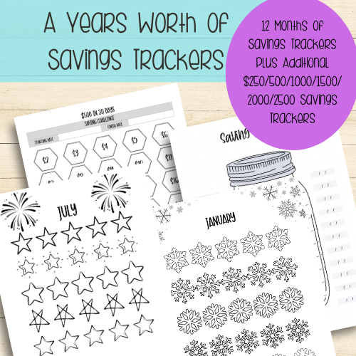 DIGITAL FILE - A Years Worth of Savings Trackers