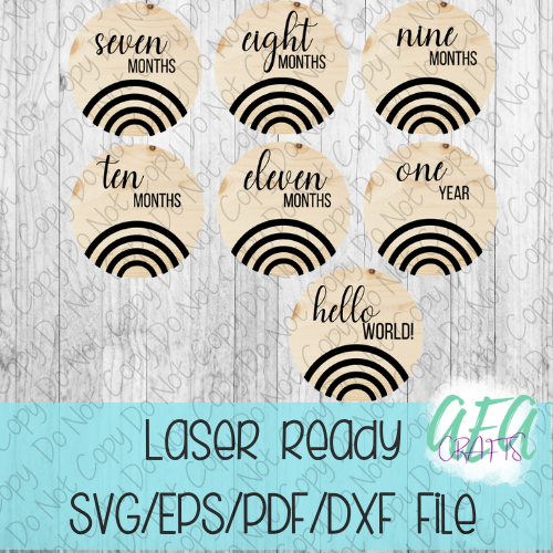 DIGITAL FILE - Laser File - Monthly Milestone Markers - Baby Monthly Markers -Solid Rainbow Circle Milestone Markers - SVG - Glowforge - Month Markers