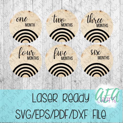 DIGITAL FILE - Laser File - Monthly Milestone Markers - Baby Monthly Markers -Solid Rainbow Circle Milestone Markers - SVG - Glowforge - Month Markers