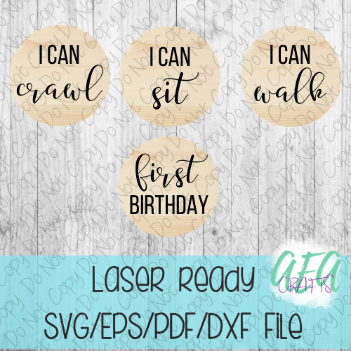 DIGITAL FILE - Laser File - Monthly Milestone Markers - Baby Markers -Simple Milestone Markers - SVG - Glowforge - Month Markers