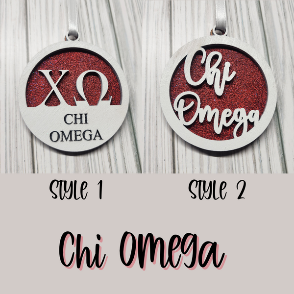 Chi Omega Christmas Ornament