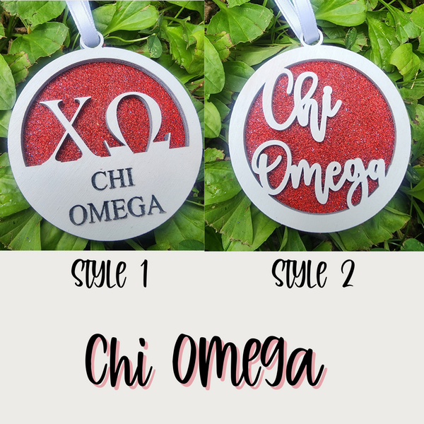 Chi Omega Christmas Ornament